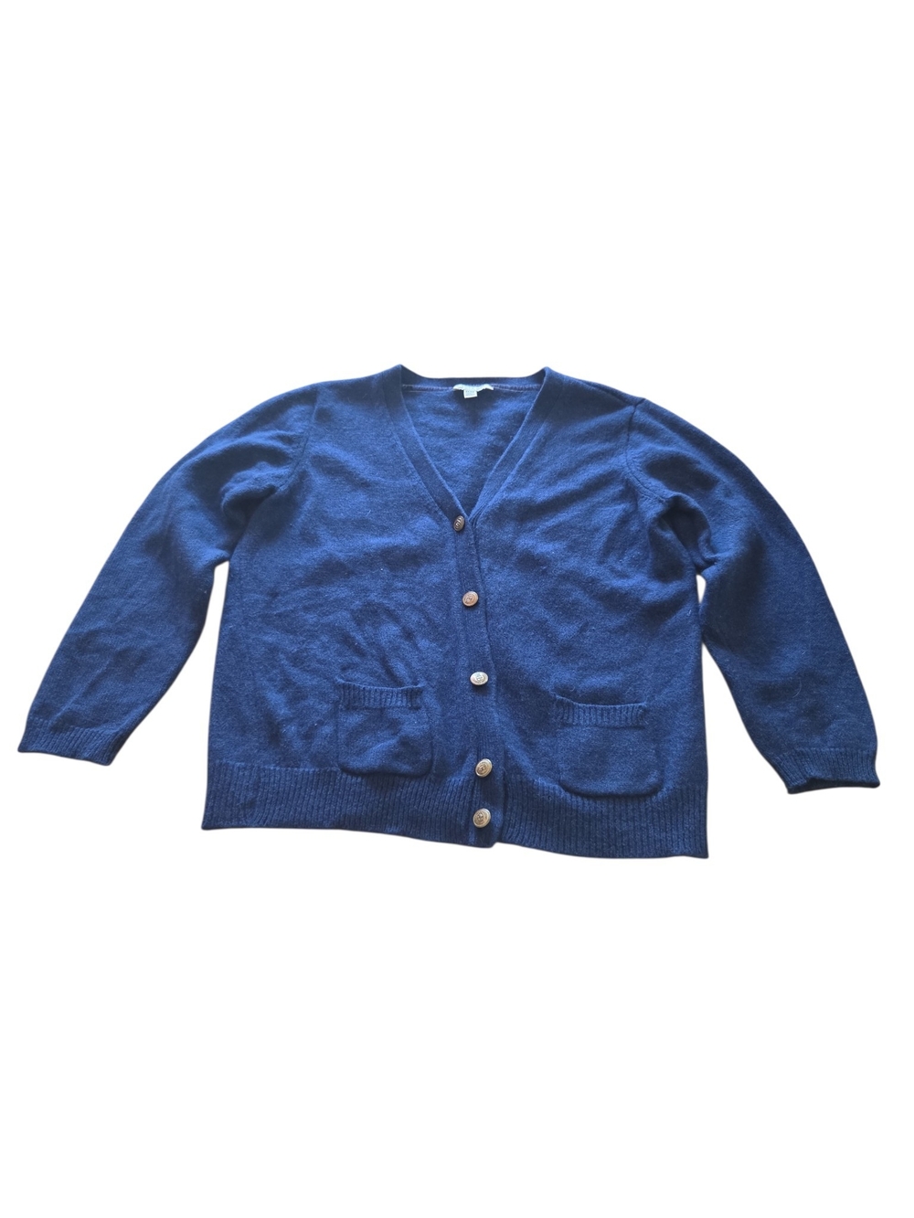 Kids Navy Button-Front V-Neck Cardigan